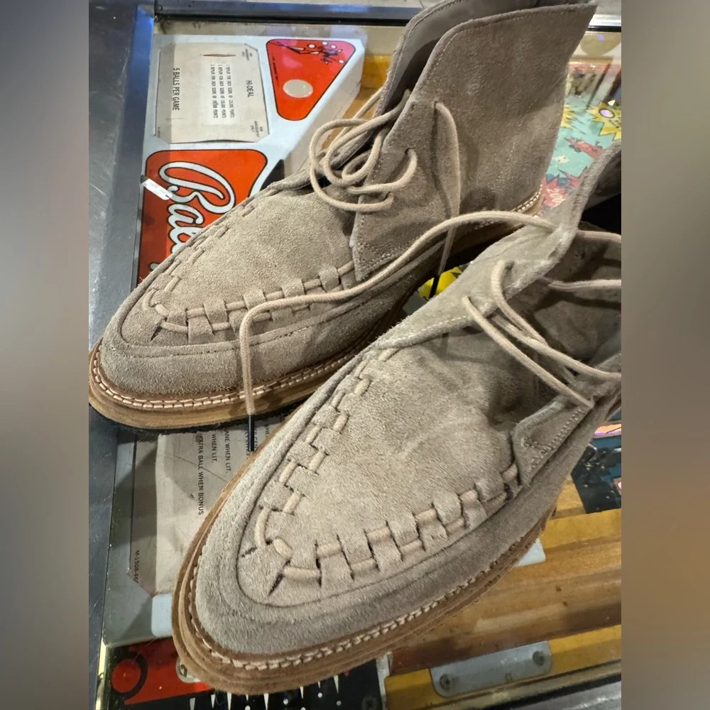Men's Suede Lace-Up Moc Toe Boots - all saints chukka boots 41/8 Taupe